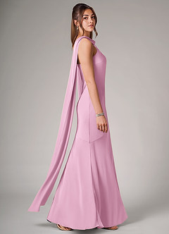 Azazie Kinsley Vestidos de madrinha de casamento Vestido Rosa Doce de Cetim elástico de sereia com Racha Lateral image6