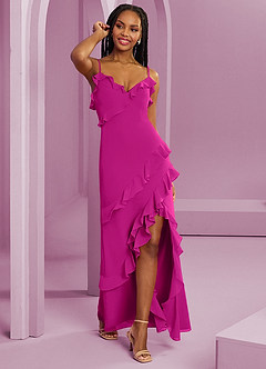 Barbie ♥ Azazie Abiti da Damigella Abito Tubino in Chiffon Fucsia image9
