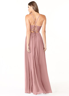 Azazie Aaida Bridesmaid Dresses Dusty Rose A-Line Corset Chiffon Dress image2