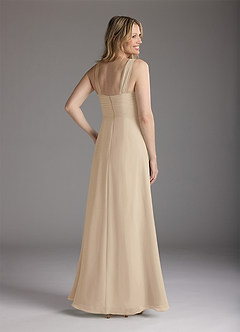 Azazie Weisz Mother of the Bride Dresses Champagne A-Line Square Neckline Pleated Chiffon Dress image11