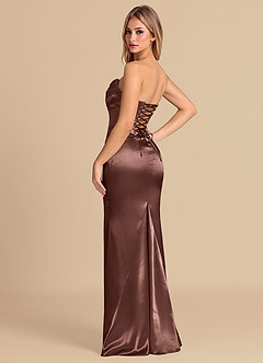 Azazie Sorrel Suknie dla druhen Syrena Gorset Metaliczny satynowy Do ziemi Sukienka image6