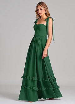 Azazie Anastacia Bridesmaid Dresses Dark Green A-Line Sweetheart Neckline Chiffon Dress image5