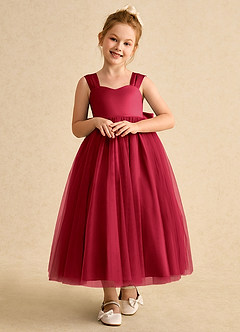 Azazie Chickadee Flower Girl Dresses Scarlet Ball-Gown Sweetheart Neckline Matte Satin Dress image5