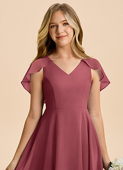 Azazie Katie Junior Linia A Marszczony Szyfon Długość podłogi Młodsza druhna Sukienka image5