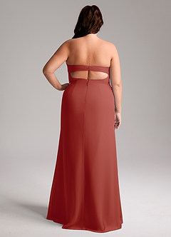 Azazie Leonis Bridesmaid Dresses Terracotta Sheath Strapless Chiffon Convertible Dress image10