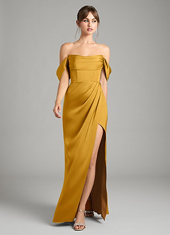 Azazie Johana Vestidos de damas de honor Vestido de Caramelo de Satén Elástico de Corte Sirena Convertible con Vestidos sin tirantes image5