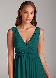 Azazie Tanicia Bridesmaid Dresses Peacock A-Line Pleated Chiffon Dress image5