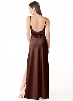 Azazie Alaija Brautjungfernkleider Meerjungfrau-Linie Seitliche Cut-Outs Stretch-Satin Kleid Espresso image7