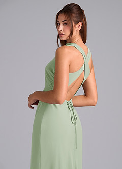 Azazie Evadne Bridesmaid Dresses Dusty Sage A-Line Pleated Chiffon Dress image8