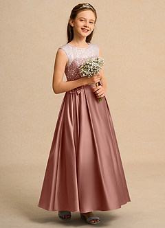 Azazie Candy Girl Jurken voor bloemenmeisjes Baljurk Jurk van Mat Satijn Boog Ceder Roos image5