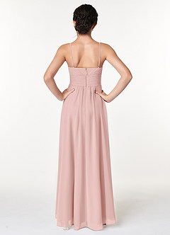 Azazie Catalina Junior Powder Pink A-Line Ruched Chiffon Dress image2