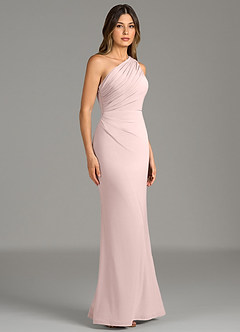 Azazie Akilah Bridesmaid Dresses Blushing Pink Mermaid One Shoulder Premium Stretch Jersey Dress image5