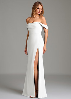 Azazie Riley Brautjungfernkleider Wandelbar Etui Schulterfrei Chiffon Kleid Weiß image6