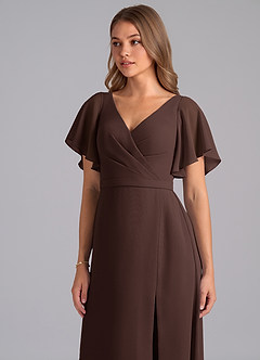 Azazie Ambrosia Jurken voor bruidsmeisjes Jurk van Chiffon met A-Lijn Geplooid Ganache image7