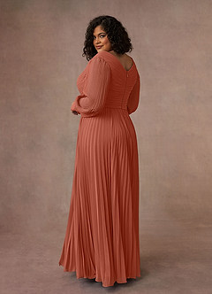 Azazie Zina Mother of the Bride Dresses Clay A-Line Pleated Chiffon Dress image10