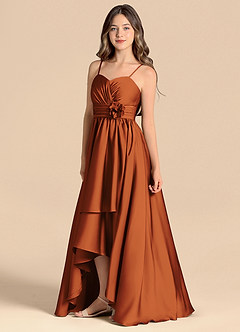 Azazie Catalina Junior Jurk van Stretch Satijn met A-Lijn Sweetheart Halslijn Kaneel image6