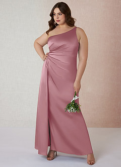 Azazie Mika Final Sale Vintage Mauve Sheath One Shoulder Stretch Satin Dress image8