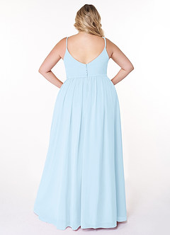 Azazie Rayna Abiti da Damigella Abito A-Line in Chiffon con Scollo a V a Pieghe Azzurro image8