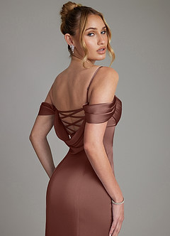 Azazie Nira Suknie dla druhen Syrena Gorset Satyna elastyczna Do ziemi Sukienka image2