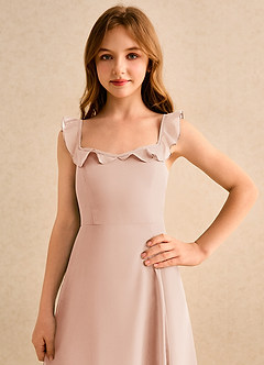 Azazie Chip Girls Formal vestidos de niña de las flores Vestido de Rosa Inglesa de Gasa de Corte en A con Sin mangas image6