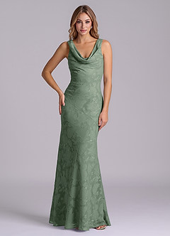 Azazie Rylina Final Sale Matcha Mermaid Floral Burnout Dress image1