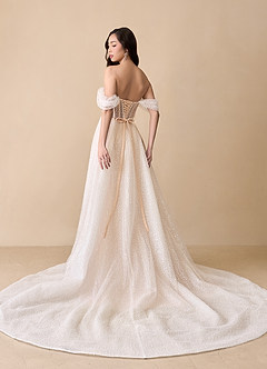 Azazie Eos Wedding Dresses Diamond White English Rose Mermaid Off the Shoulder Beading Dress image3