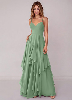 Azazie Zaina Bridesmaid Dresses Matcha A-Line Chiffon Dress image3