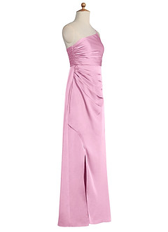 Azazie Eren Junior Candy Pink Sheath Pleated Stretch Satin Dress image8