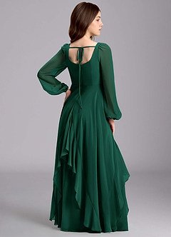 Azazie Clara Junior Jurk van Chiffon met A-Lijn Blouson Smaragd image8