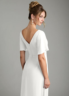 Azazie Ambrosia Robes de demoiselle d'honneur Robe Trapèze en Mousseline de soie Plissée Blanc image7