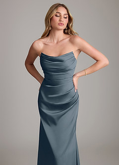 Azazie Lucille Bridesmaid Dresses Twilight Mermaid Strapless Stretch Satin Convertible Dress image6