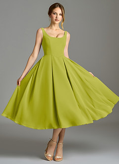 Azazie Amalie Bridesmaid Dresses Lemongrass A-Line Pleated Chiffon Dress image5