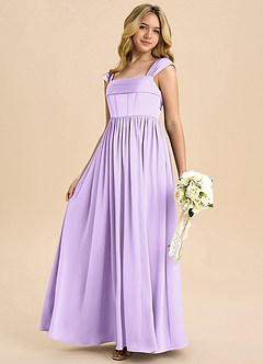 Azazie Hattie Junior Lilac A-Line Pleated Stretch Satin Dress image6