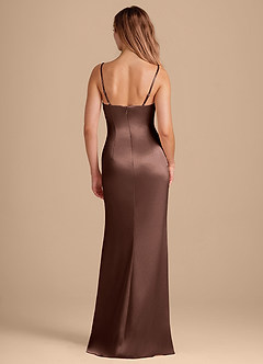 Azazie Camila Bridesmaid Dresses Espresso Sheath Sweetheart Neckline Metallic Satin Dress image5