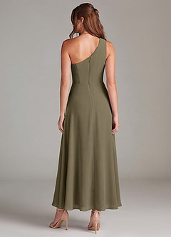 Azazie Brooke Robes de demoiselle d'honneur Robe Trapèze en Mousseline de soie Une épaule Vert Saule image5