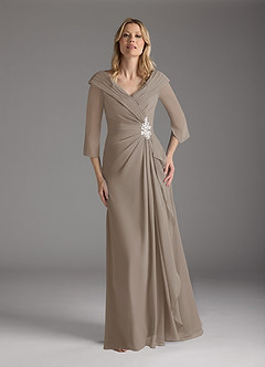 Azazie Jaycee Mother of the Bride Dresses Taupe A-Line Chiffon Dress image5