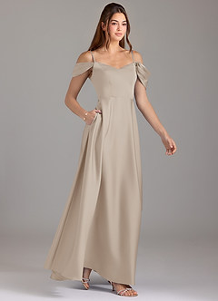 Azazie Marley Bridesmaid Dresses Frost A-Line Off the Shoulder Stretch Satin Convertible Dress image4