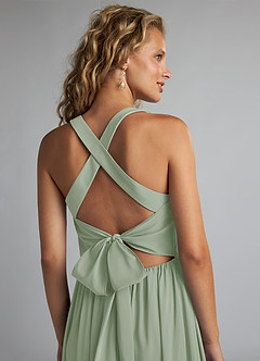 Azazie Kecia Bridesmaid Dresses Dusty Sage A-Line V-Neck Stretch Chiffon Dress image6