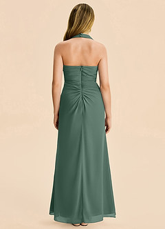 Azazie Destiny Junior Sea Moss Sheath Ruched Chiffon Dress image2