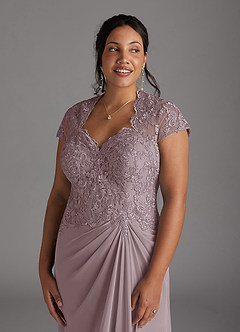 Azazie Junie Mère de la mariée Robes Robe Trapèze en Mousseline de soie Dentelle Crépuscule image10