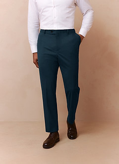 front Savile Sarcelle Pantalon habillé en mélange de laine