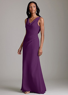 Azazie Linelle Robes de demoiselle d'honneur Robe Sirène en Mousseline de soie Plissée Grain De Raisin image6