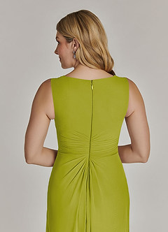 Azazie Manuella Mère de la mariée Robes Robe Trapèze en Mousseline de soie Col V plissé Citronnelle image9