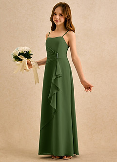 Azazie lolly Girls Formal Sukienki dla dziewczynek sypiących kwiaty Linia A Pofałdowany Szyfon Długość podłogi Sukienka image1