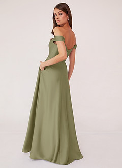 Barbie ♥ Azazie Bridesmaid Dresses Pistachio A-Line Off the Shoulder Stretch Satin Convertible Dress image3