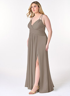 Azazie Farren Bridesmaid Dresses Taupe A-Line Pleated Chiffon Convertible Dress image12