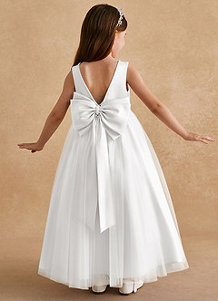 Azazie Cookie Flower Girl Dresses White A-Line Bow Tulle Dress image1