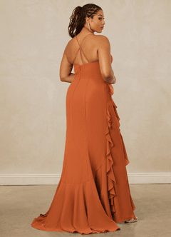 Christian Siriano Bridal for Azazie 1006 Bridesmaid Dresses Cinnamon Mermaid Ruched Chiffon Dress image15