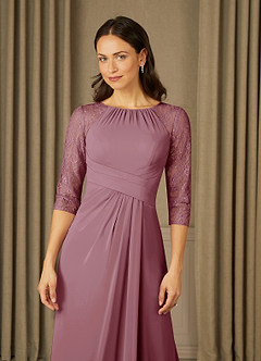 Azazie Zolla Mother of the Bride Dresses Vintage Mauve A-Line Lace Chiffon Dress image5