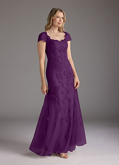Azazie Marbella Mother of the Bride Dresses Grape Mermaid Queen Anne Sequins Lace Dress image7